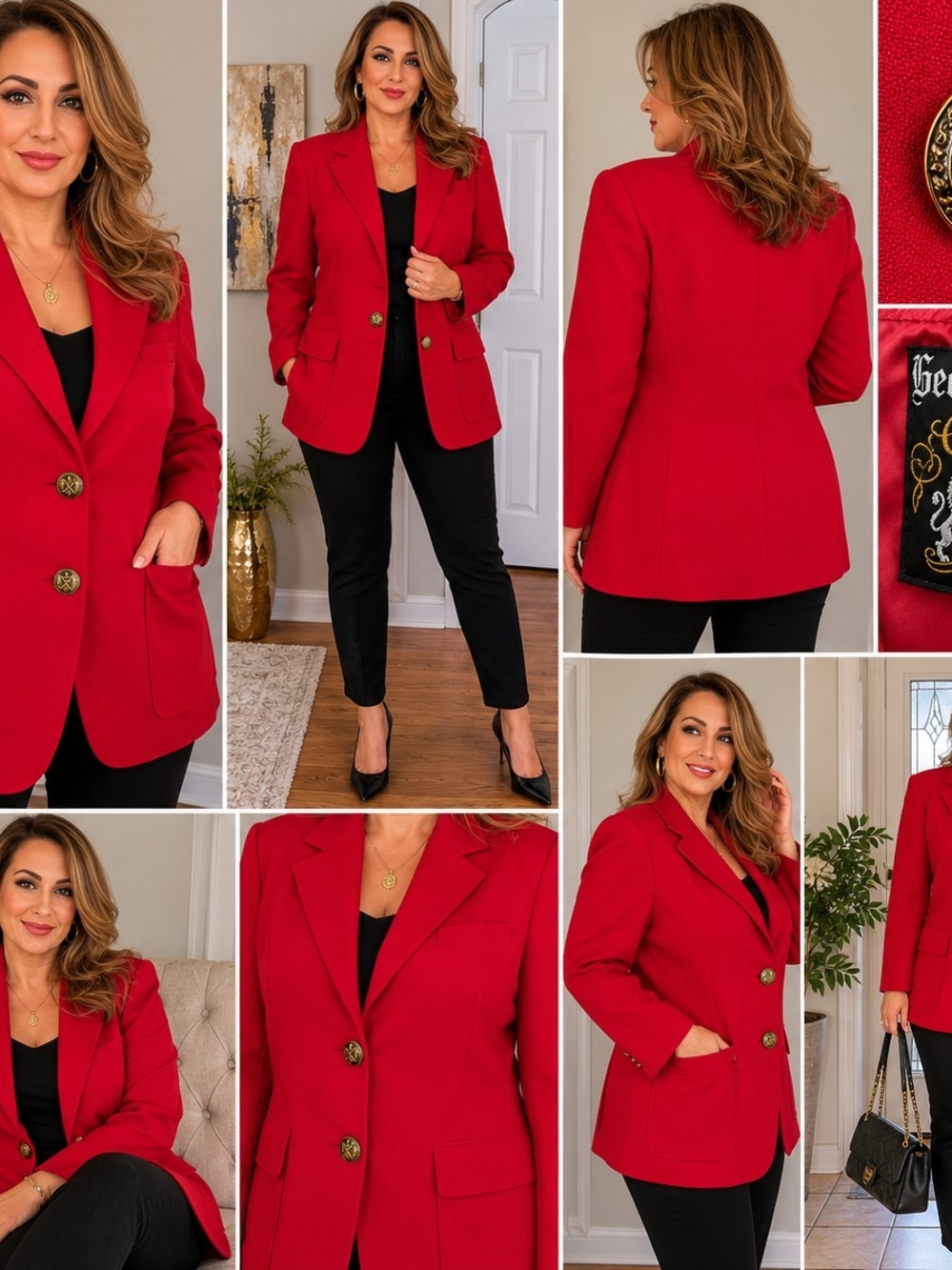Classic Red Women's Blazer - Tailored Jacket
